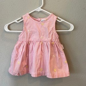 Baby B’gosh pink gingham dress yellow and white floral embroidery. Size 12 month